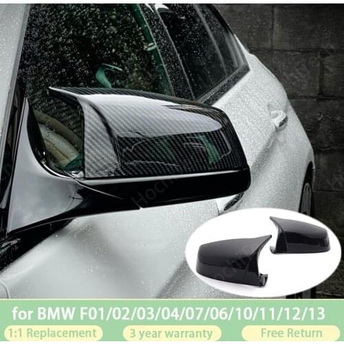 Glossy Black Styling Replacement 2ps for BMW 5 6 7 Series F07 F06 F10 F11 Rearview Mirror Cover Caps Carbon Fiber Pattern
