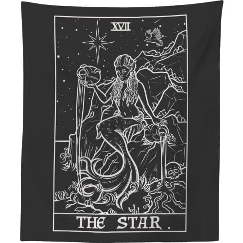 The Star Tarot Card Tapestry Goth Siren Halloween Gothic Pagan Witch Unique Wall Art