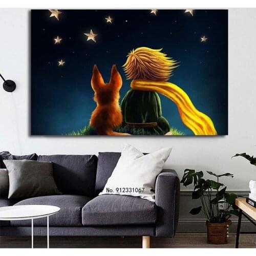 Animation Movie Art Poster Oil Painting Anime Little Prince Canvas Painting Posters and Prints Family Childrens Room Decoration