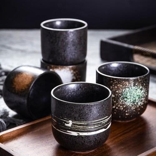 Japanese Style Ceramic Tea Cup Coffee Cup Teaware Kung Fu Tea Set Cup Porcelain Retro Stackable Cup Matcha Underglaze Cup