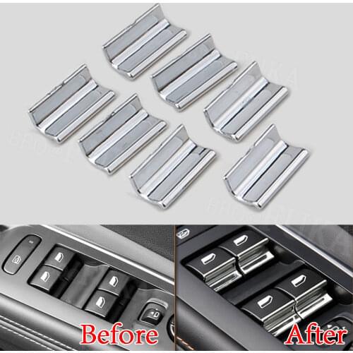For Peugeot 308 3008 2014 2015 2016 2017 2018 7pcs Chrome Door Window Lift Button Switch Sequin Trim Accessories Car Styling
