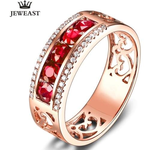 SLFD Natural ruby 18K Pure Gold 2020 New Hot Selling Top Ring Women Heart Shape Ring For Ladies Woman Genuine Jewelry