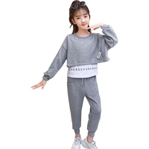 Girls Clothes Set Sweatshirt + Pants Girl Clothes Solid Color Girl Clothing Spring Autumn Childrens Clothing