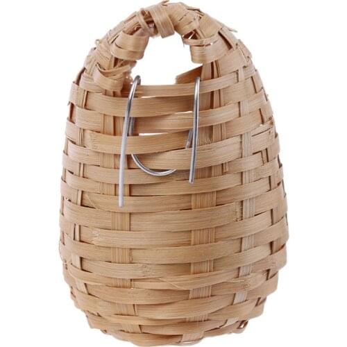 M17D Natural Bamboo Bird House Hand Made Finch Hideout Cage Toy Outdoor Hut Shelter