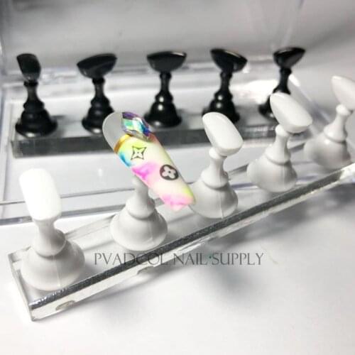 Magnetic False Nail Tips Practice Trainning Display Stand Holder Press On Salon Manicure Supply