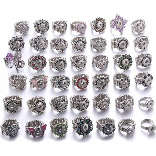 Fashion Snap Jewelry Metal Interchangeable Snap Ring Fit Mini 12mm Snap Button Rings For Women Jewelry