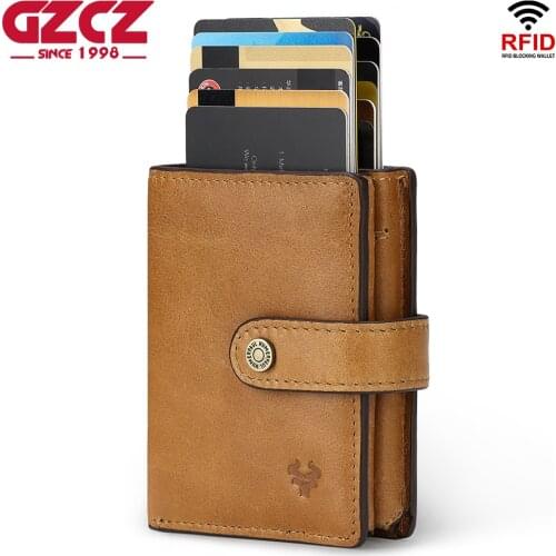 Rfid Blocking Protection Men id Credit Card Holder Wallet Genuine Leather Business Bank Card Case CreditCard Cardholder New