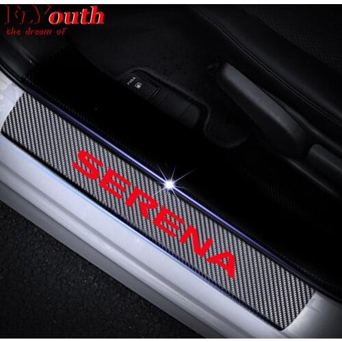 Car Door Sill Scuff Plate For Nissan Serena 4D Carbon Fiber Sticker Welcome Pedal Threshold Auto Accessories 4Pcs/set