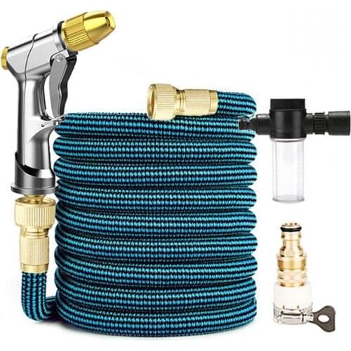 New Garden Watering Hose Expandable Magic Flexible Pipe Metal Nozzle Water Gun Power Sprinkler Car Wash Foam Pot Cleaning Tools