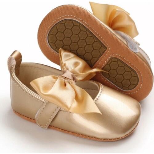 0-18M PU Newborn Toddler Girl Crib Shoes Cute Baby Girls Shoes Bowknot Soft Sole Casual Shoes