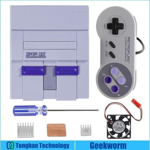 Retroflag SUPERPi Case NESPi Console UCase w/ USB Controller Gamepad+Heatsinks+Fan Kit for Raspberry Pi 3 Model B+(plus), 3B