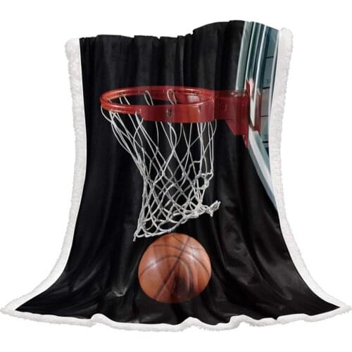 Sherpa Throw Blanket Basketball and Basket Sports Theme Super Soft Cozy Warm Luxury Microfiber Blankets Flannel Fleece Plush