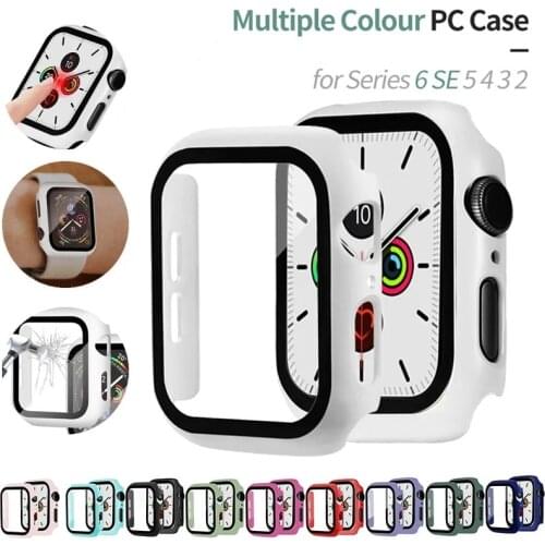 Glass+case For Apple Watch serie 6 5 4 3 SE 44mm 40mm iWatch Case 42mm 38mm bumper Screen Protector+cover apple watch Accessorie