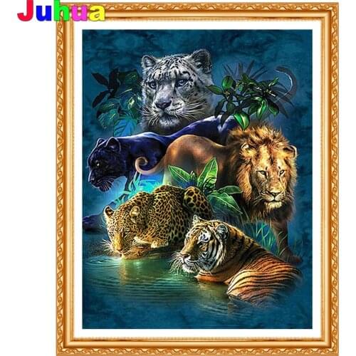 Tiger Lion Leopard DIY diamond painting full square/round drill mosaic animal diamond embroidery home decor drop shipping