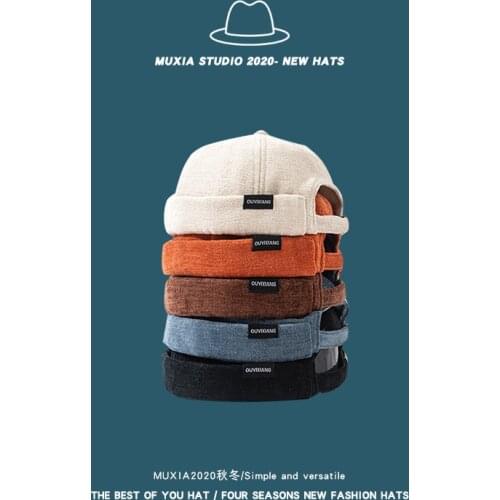 Vintage Cotton Brimless cap Skullcap Hat Adjustable Landlord Breathable Beanie Hat Sailor Cap Hip Hop Men Caps Hat