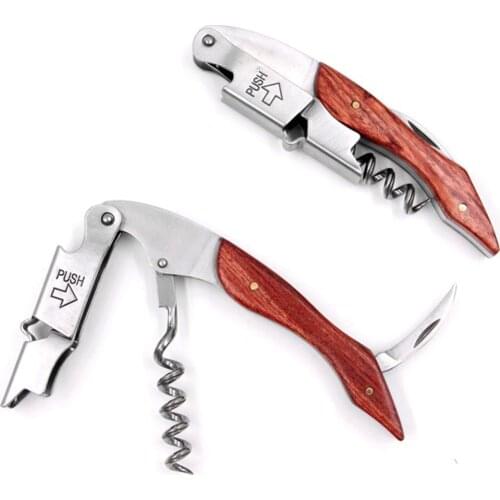 High Quality Wood Handle Wine Bottle Openers Multifunction Portable Screw Corkscrew Professional Opener Cook Tools Accessories