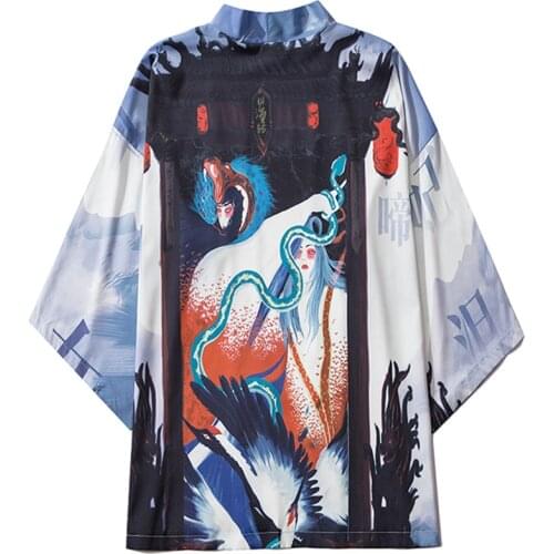 Japanese Kimono Men Women Chinese Style Shirt Blouse Yukata Haori Obi Samurai Clothes Vintage Female Kimonos Cardigan Cosplay