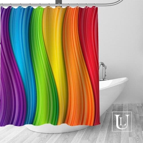 Colorful Rainbow Background Shower Curtain Polyester Fabric Bath Screens Curtains For Bathroom 3D Waterproof Bath Curtain Hook