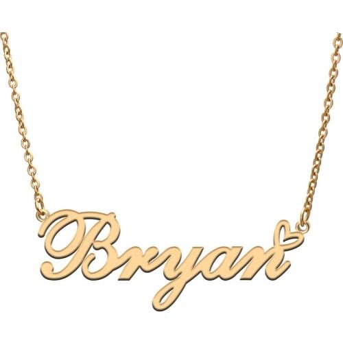 Love Heart Bryan Name Necklace for Women Stainless Steel Gold & Silver Nameplate Pendant Femme Mother Child Girls Gift