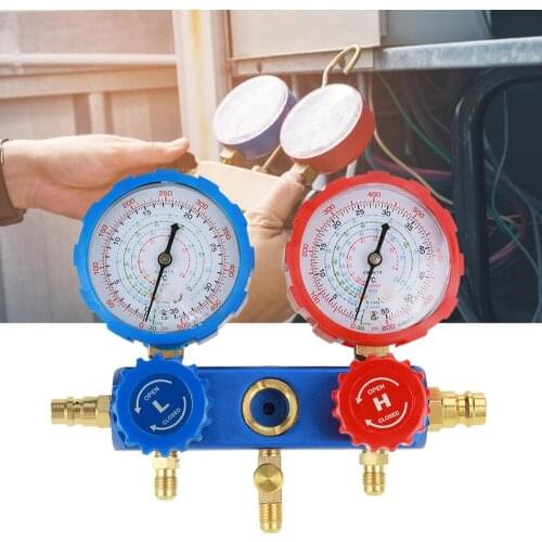 1Set Air Manifold Gauge R134a Air Conditioning Refrigerant Manifold Gauge Set with 1.5m Charging Hoses Measuring Tools Hot Sale