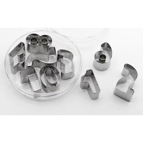 1set Stainless Steel Figure FodantCake Decorating Moulds Number 0~9 Cookie Chocolate Biscuit Fruit Cutting Mold Birthday