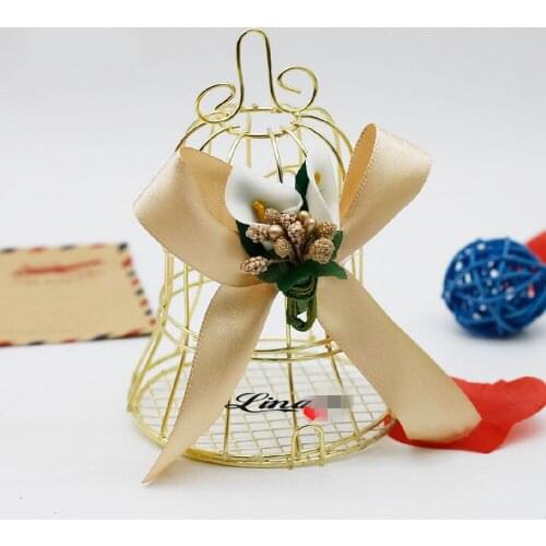 10Pcs/lot Gold Iron Birdcage Candy Box Wedding Favours Mariage Party Decoration Baby Shower Favors Gift Boxes