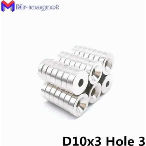 100pcs super strong neodymium countersunk ring 10*3-3 magnets 10mmx3mm Hole: 3mm rare earth N35 10*3 hole 3 mm magnet 10x3-3mm