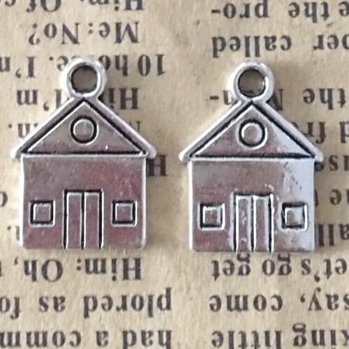 15 pieces/lot 13*16mm Antique silver color Metal House charm Building Pendant Bracelet Key chain DIY jewelry making accessory