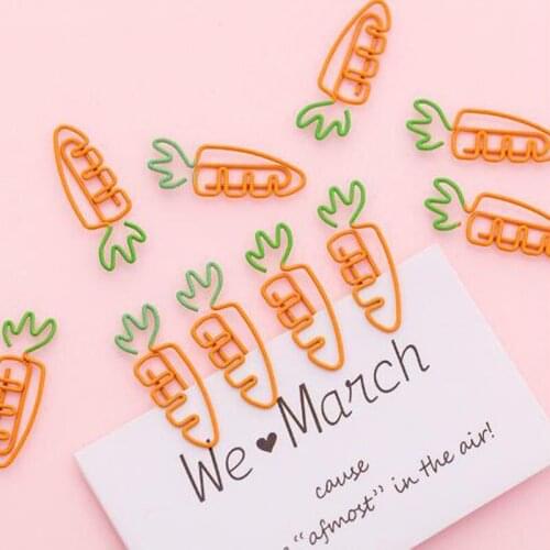 5 pcs/lot Creative Kawaii carrot Shaped Metal Paper Clip Bookmark Stationery School Office Supply Escolar Papelaria