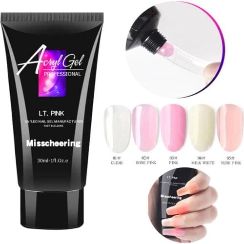 30ml French Nail Acrylic Builder Gel UV LED Builder Gel Tips Enhancement Slip Solution Quick Extension Gel Nail Tip Form TSLM1
