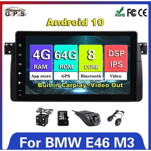 4G+64G Android 10.0 GPS Navigation For BMW E46 M3 Rover 75 Coupe 318/320/325/330/335 Car Radio Multimedia RDS Player Stereo Wifi