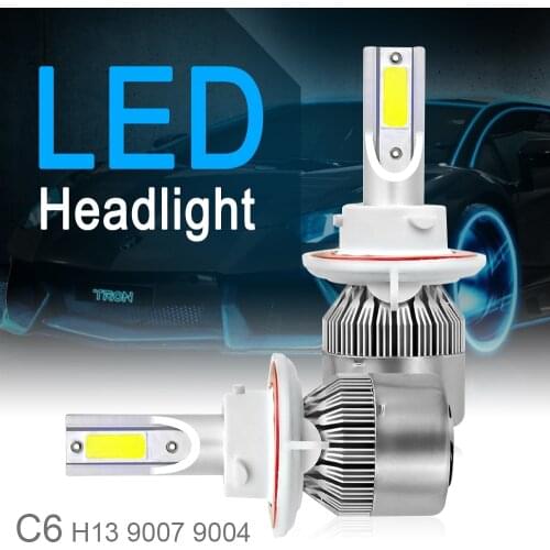 2 Pcs H13 / 9008 C6 10800LM 6000K 120W COB LED Car Headlight Kit Waterproof LED High or Low Light Bulb Fit for Cars