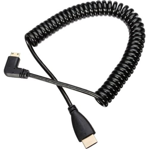 CYSM 90 degree right angled Type Mini HDMI-compatible Male to HDMI-compatible Male stretch spring CABLE 4ft