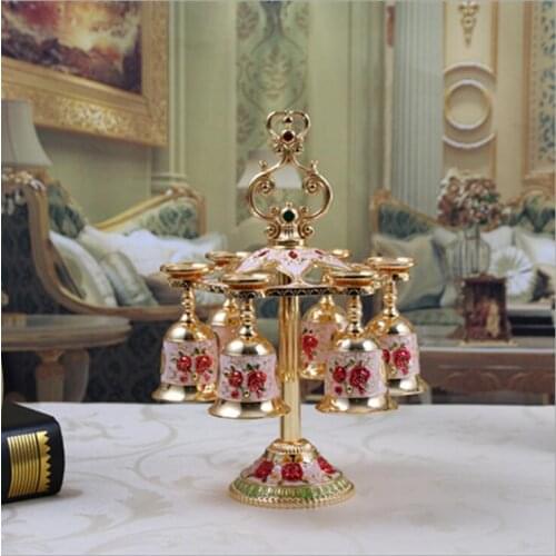 6pcs/set decorative metal wine cups wine set drink set whiskey set metal decorative cups for moonshine home bar JB004