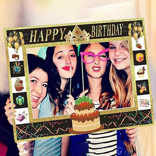 Happy Birthday Paper Photo Booth Frame Kids Boy Girl Adult Man Woman Birthday Party Decoration Photobooth Props 30 40 50 60