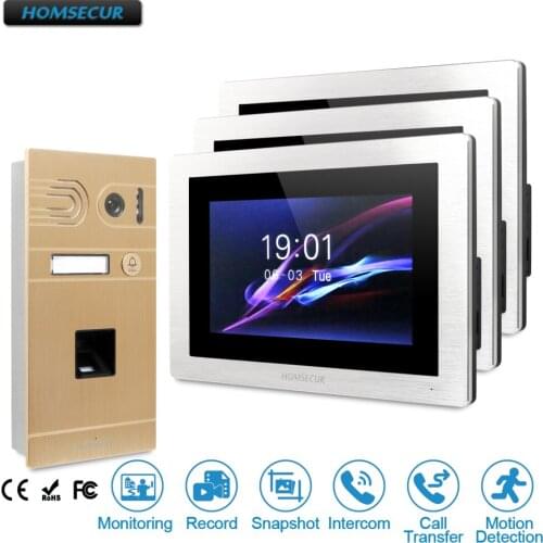 HOMSECUR 7" Wired Video Door Phone Intercom System Silver Camera Fingerprint Access Motion Detection BC061-G + BM714-S
