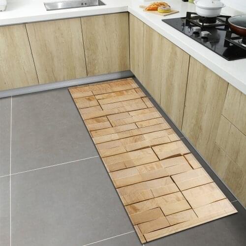 Kitchen Carpet Wood Grain Pattern Entrance Doormat Home Bedroom Living Room Floor Decoration Rugs Bathroom Balcony Anti-Slip Mat