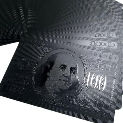 Creative Matte Waterproof Pure Black Plastic Poker Table Game Cards PVC Dollar Pattern Radiation Cards