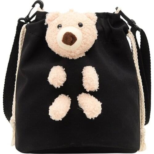 Cute Small Bag Female 2021 New Japanese Cute Fashion Bear Shoulder Bag Casual Girl Children Bucket Bag