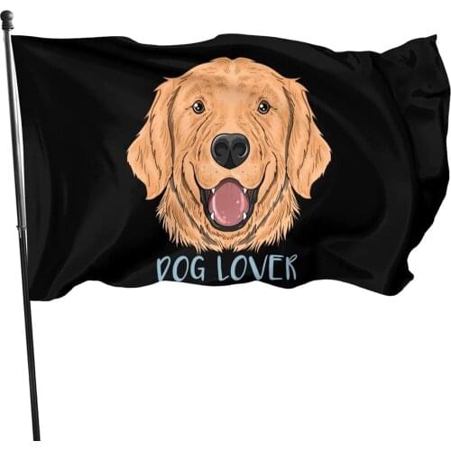 Cute Golden Retriever Dog Lover Flag 3x5 Ft Outdoor Indoor Decor- Polyester
