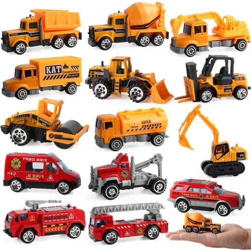 5/6pcs Alloy Diecast Engineering Car Models Fire Fighting Truck Toys for Children Kids Vehicle Toys Gift Excavator Tractor Toy