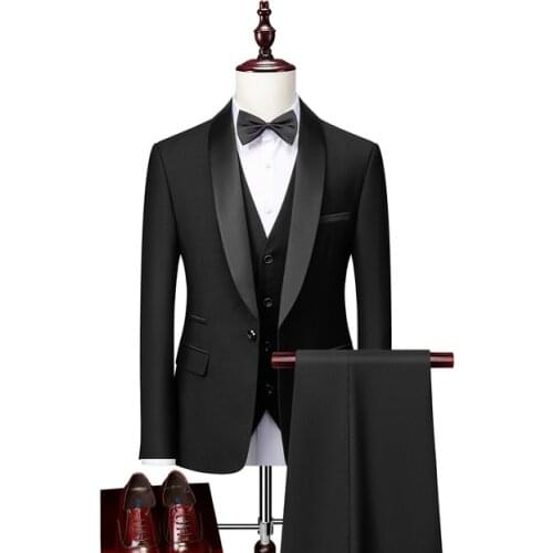 Men Wedding Party Three Piece Jacket Pants Vest Trousers Set Large Size 5XL 6XL Blazer Coat Pants Vest Fashion Slim Fit Suit