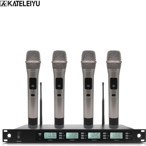 Professional Microphone 200 Channel Optional Frequency 4 Channel Handheld Wireless Microphone System Stage Home KTV Microphone