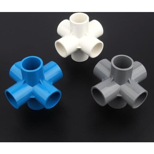 10pcs/lot 32mm PVC Joints 6ways Stereo Drip Irrigation System Fittings Aquarium Tank Tube Adapter Garden Water Pipe Connectors