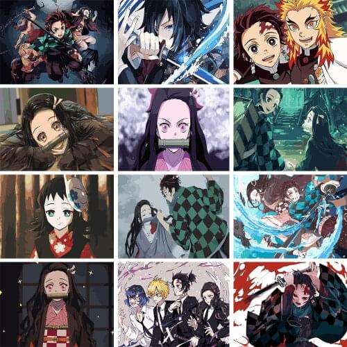 Demon Slayer DIY Painting By Numbers Adult Acrylic Paint Home Decoration Poster Japanese Manga Hand Painted Frameless Mural