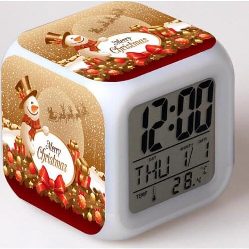 Christmas LED Colorful Flash Touch light Alarm Clock Kids Toys for Christmas Party digital clock wake up light Kids