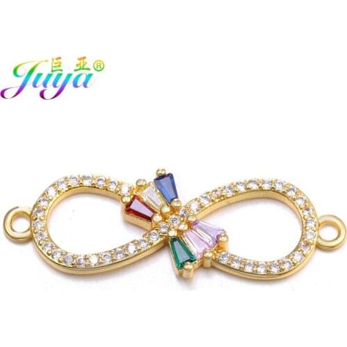 Juya DIY Bracelets Connectors Supplies Handmade Paved Zircon Decorative Infinity Charms For Handamde Bracelet Necklace Making