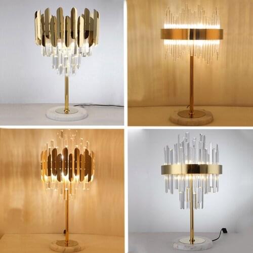 Modern Crystal Gold Led Desk Table Lamp For Bedroom Decoration Luxury Night Reading Indoor Light Fixtures