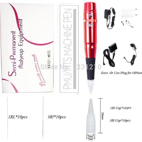 Swiss Queit Motor Dermografo Micropigmentação + 20 Agulhas+ 20 Ponteiras Eyebrow Eyeliner Lip Tatoo Machine