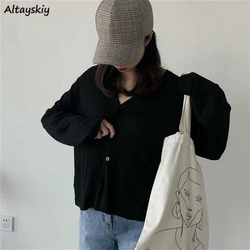 Cropped Cardigan Womens Chic Vintage All-match Summer Fall Sweaters Women Fresh Lovely Sun-proof Fashion Korean Femme Outerwear